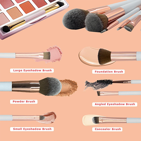 Professional Makeup Brush Set — 6Pcs Foundation Concealer Eye Shadows Makeup Brushes,Eyebrow Power Make Up Brush Kit,Travel Cosmetics Face Makeup Brushes For Women