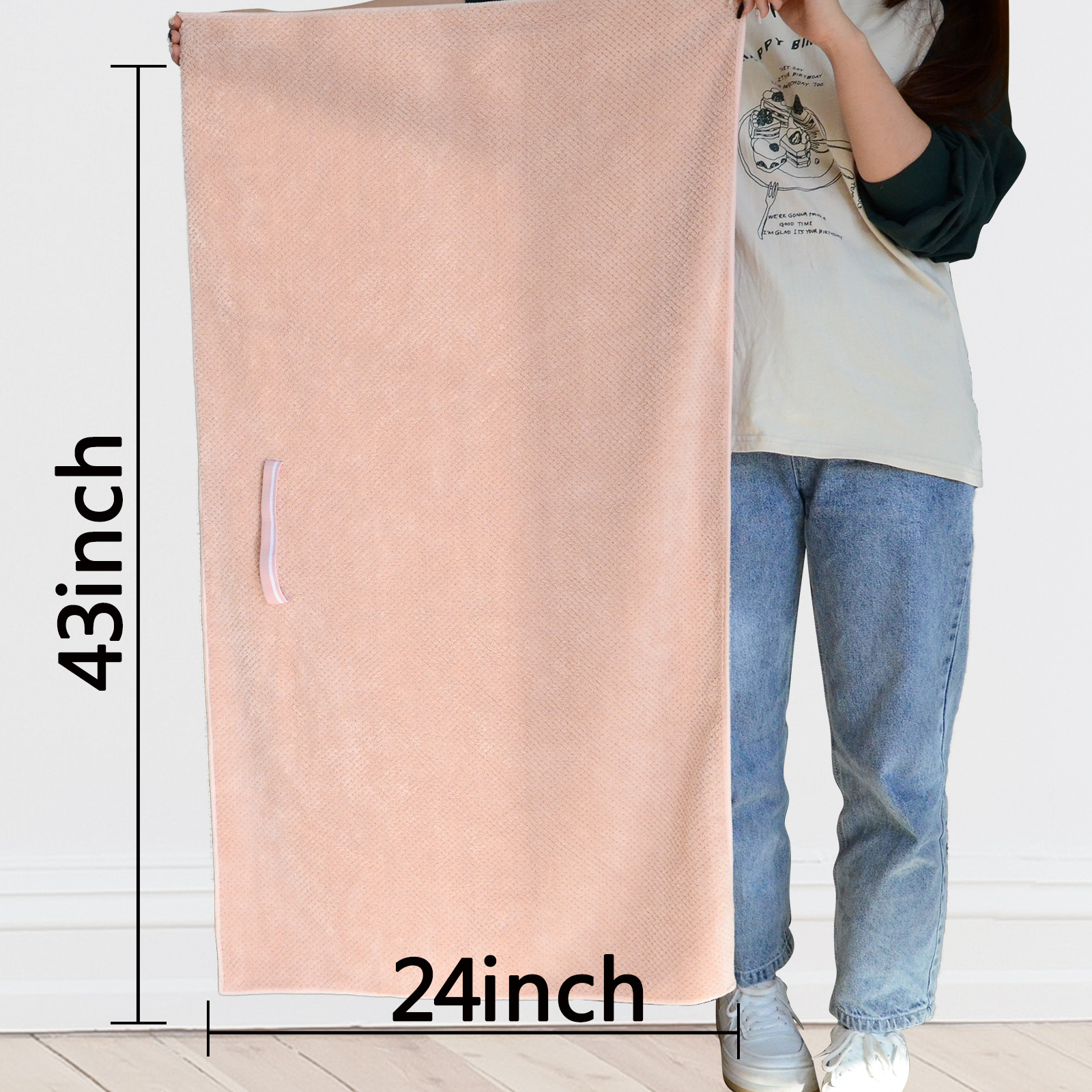 Oversized Microfiber Women's Hair Towel, 109.22cm X 60.96cm Anti-frizz hair drying towel with elastic band, wrapped towel absorbent quick-drying long hair bandana